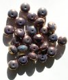 25 6x8mm Faceted Milky Mauve Bronze Lustre Donut Beads